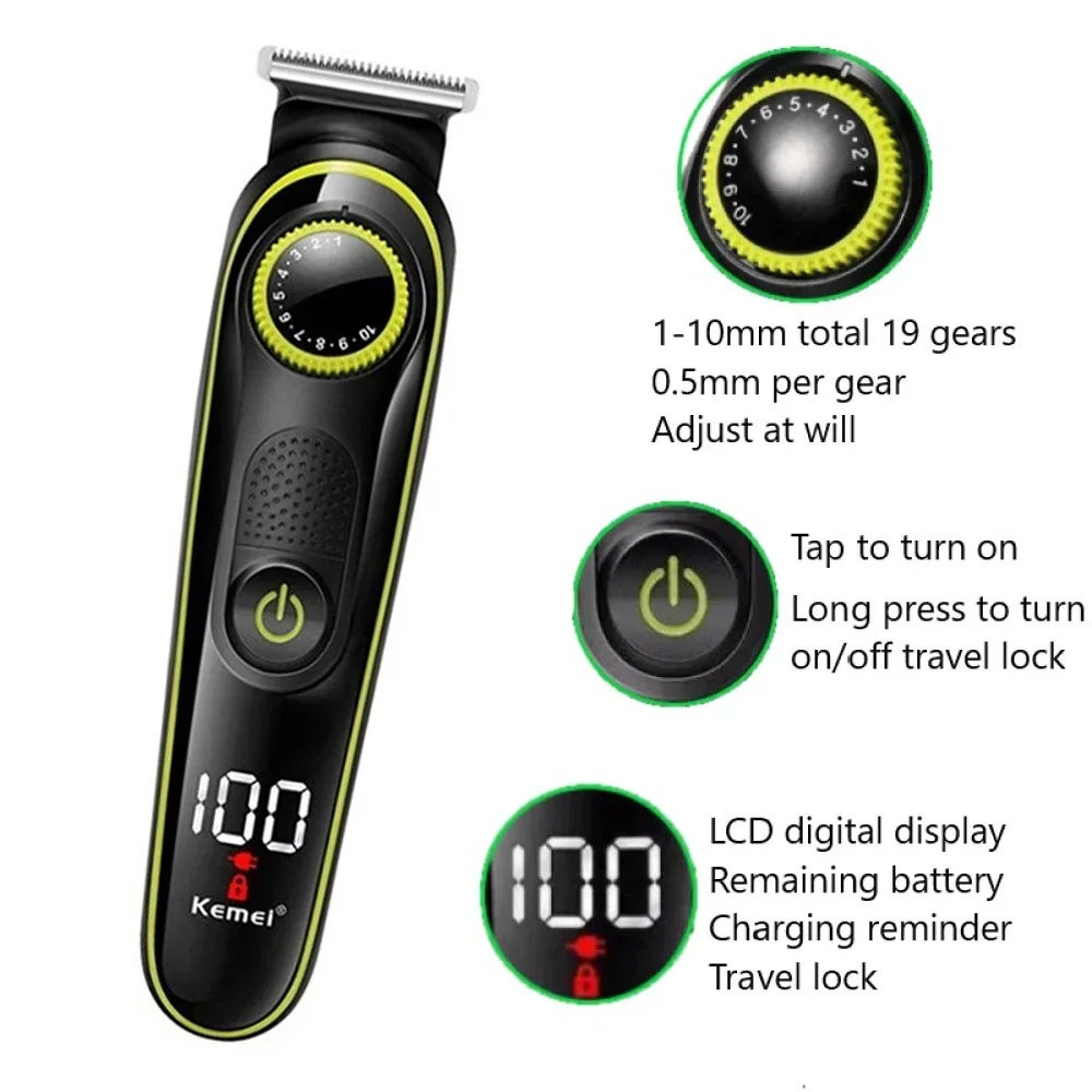 Tondeuse Kemei KM-696 Multifunctionele trimmer voor mannen Elektrisch scheerapparaat voor herenscheermes Neus 5-in-1 professionele trimmer - afbeelding 2