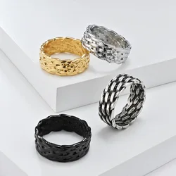 Stainless Steel Simple Retro 8mm Rope Weave Braided Ring Band Celtic Knot Jewelry for Men Women