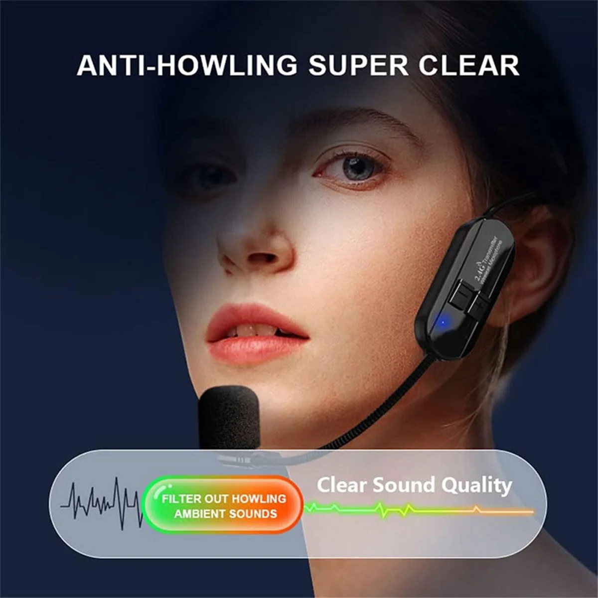 Professional Wireless Headset Microphone Transmitter Microfone for Voice Radio System Guitar Teaching Fitness Gaming