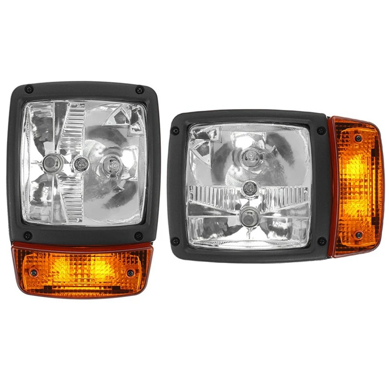 2X 24V Excavator JCB Front LED Headlights Turn Signal Lamp Indicator Work Light For Tractor Telehandler Loader Forklift