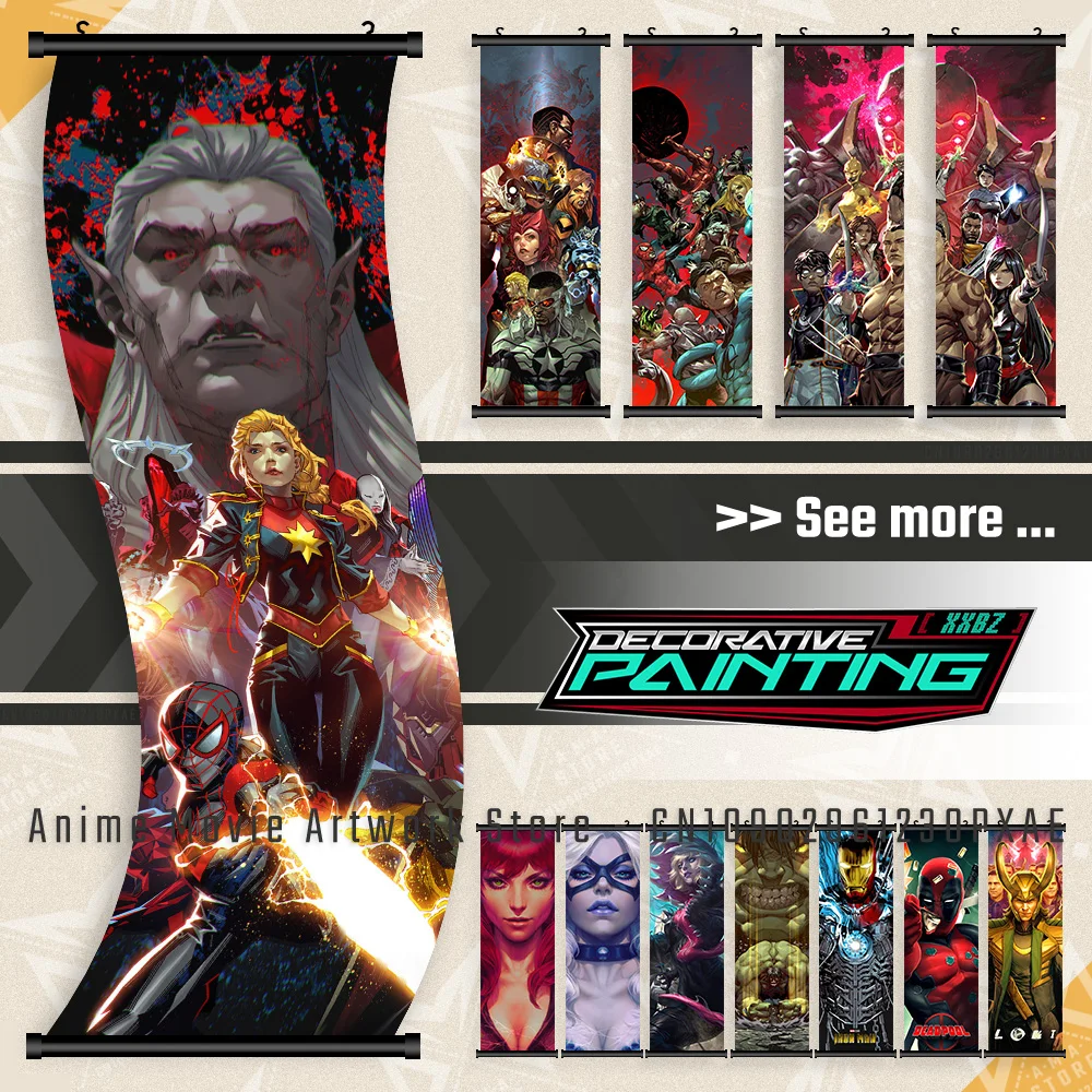 

Movie Character Home Decoration Wall Art Hanging Painting Marvel The Avengers Scrolls Picture Room Iron Man Canvas Print Poster