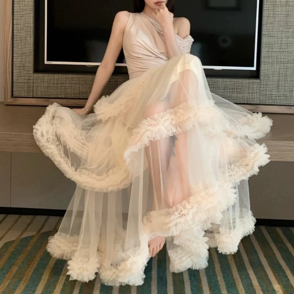 Rotating Irregular Layer by Layer Splicing Mesh Cake Skirt Women's Super Swinging Princess Gauze Skirt