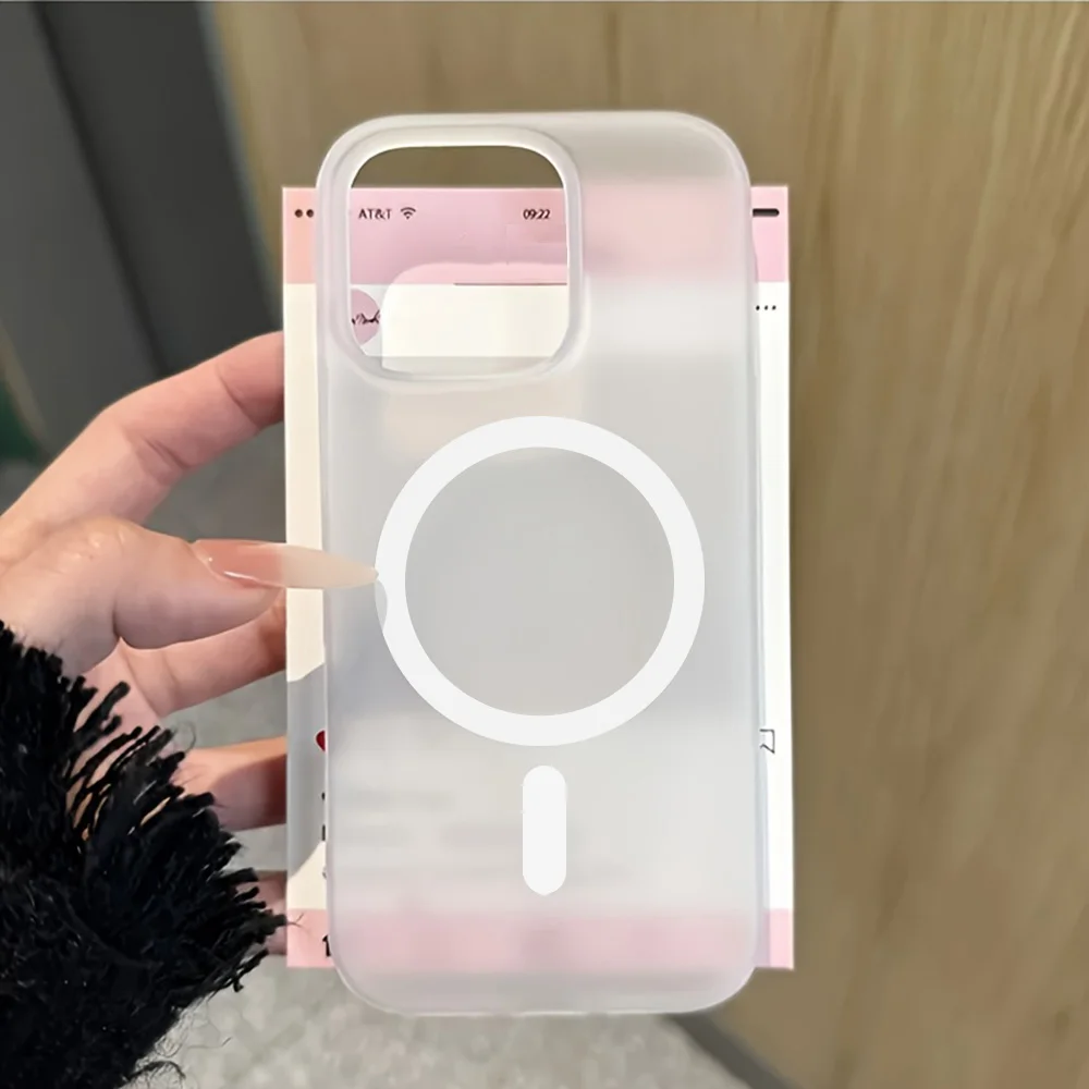 Matte Translucent Magnetic Phone Case For iPhone 16 17 Pro 15 11 13 12 14 Pro For Magsafe Wireless Charge Soft Silicone Cover