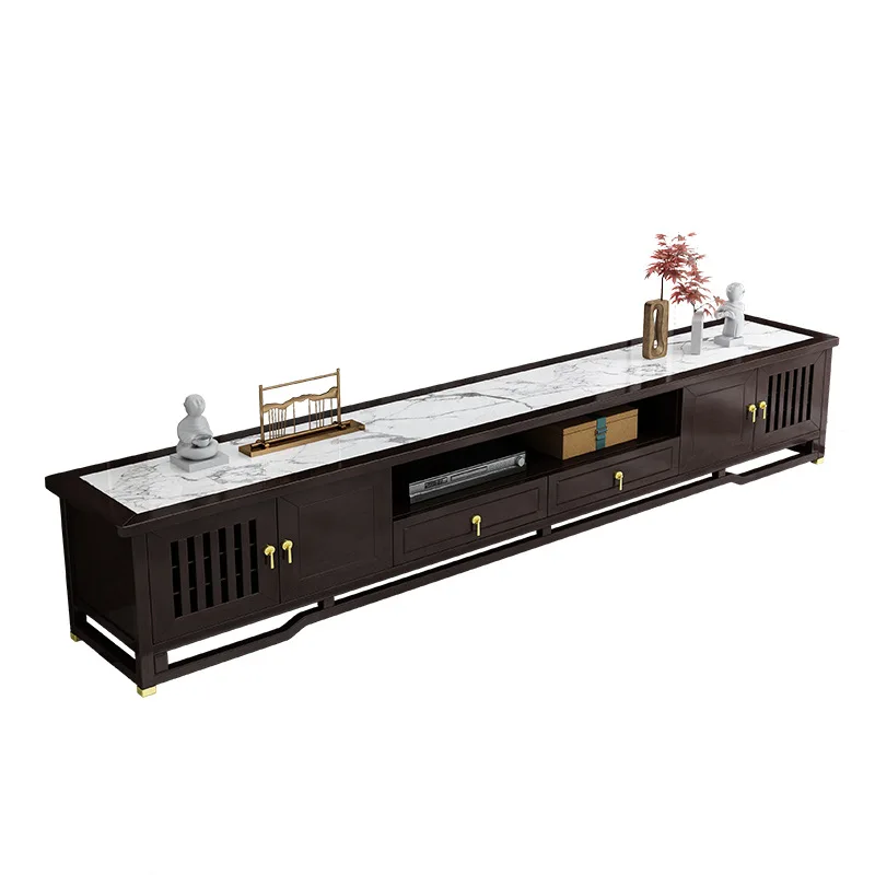 

New Chinese-style solid wood TV cabinet coffee table combination modern light luxury living room small apartment 2.2 meters