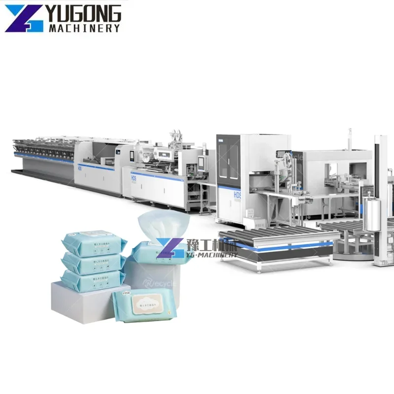 

Large Production Line High Capacity Wet Wipes Machine with Lid Applicator Baby Pressed Wet Wipe Wipes Tissue Making Machinery