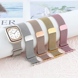 애플 워치 밴드용 밀라노 루프 스트랩, 한국 팔찌, iWatch 시리즈 9, 8, 7, 6, 5, 4, 3, SE 울트라 2, 45mm, 44mm, 49mm, 38mm, 42mm, 41mm, 40mm