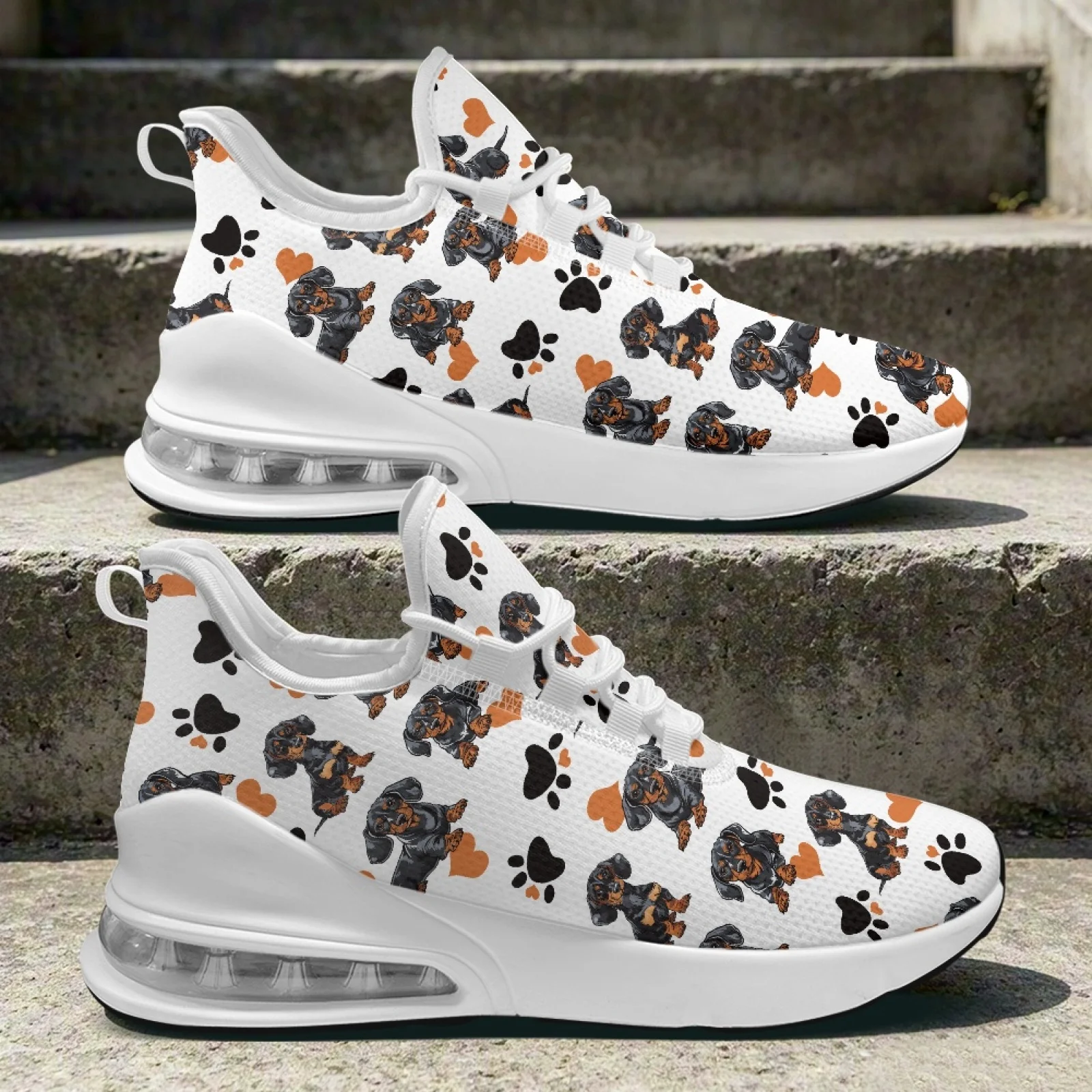 PENSTROLL Zapatillas Deportivas Casuales para Mujer con Diseño de Perro Dachshund y Huella de Pata, Malla y EVA, Zapatillas de Entrenamiento para Mujer