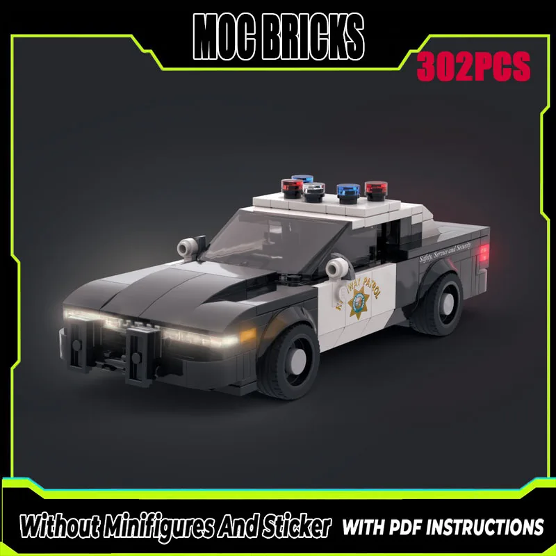 

New MOC Building Blocks Model City Luo Crown 1993 Police Interceptor - California Highway Patrol Children's Toy Gift DIYAssembly
