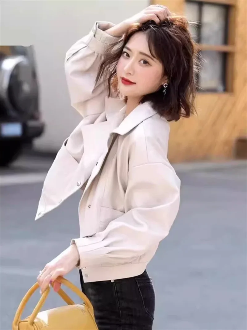 Baseball Jacket for Women Spring and Autumn 2024 New Loose Versatile Short cut Western-style Suit Collar Jacket top Solid Color