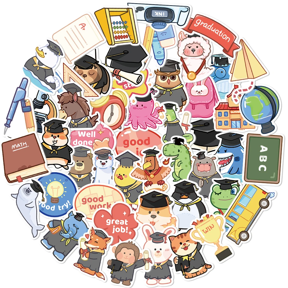 10/25/50pcs Pre school Season of graduation Stickers Decals Cartoon Graffiti DIY  Notebook Luggage Wall Decoration PVC Sticker