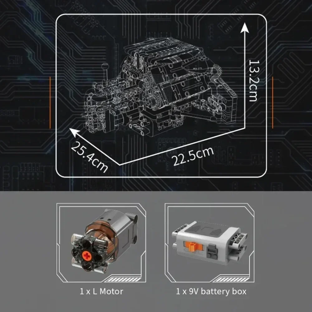 مكعبات بناء نموذج محرك السيارة مولد كينج 10230، مجموعة أدوات تجميع المحرك W12 الآلي، مجموعة طاقة المحرك التقنية لعبة تعليمية #1