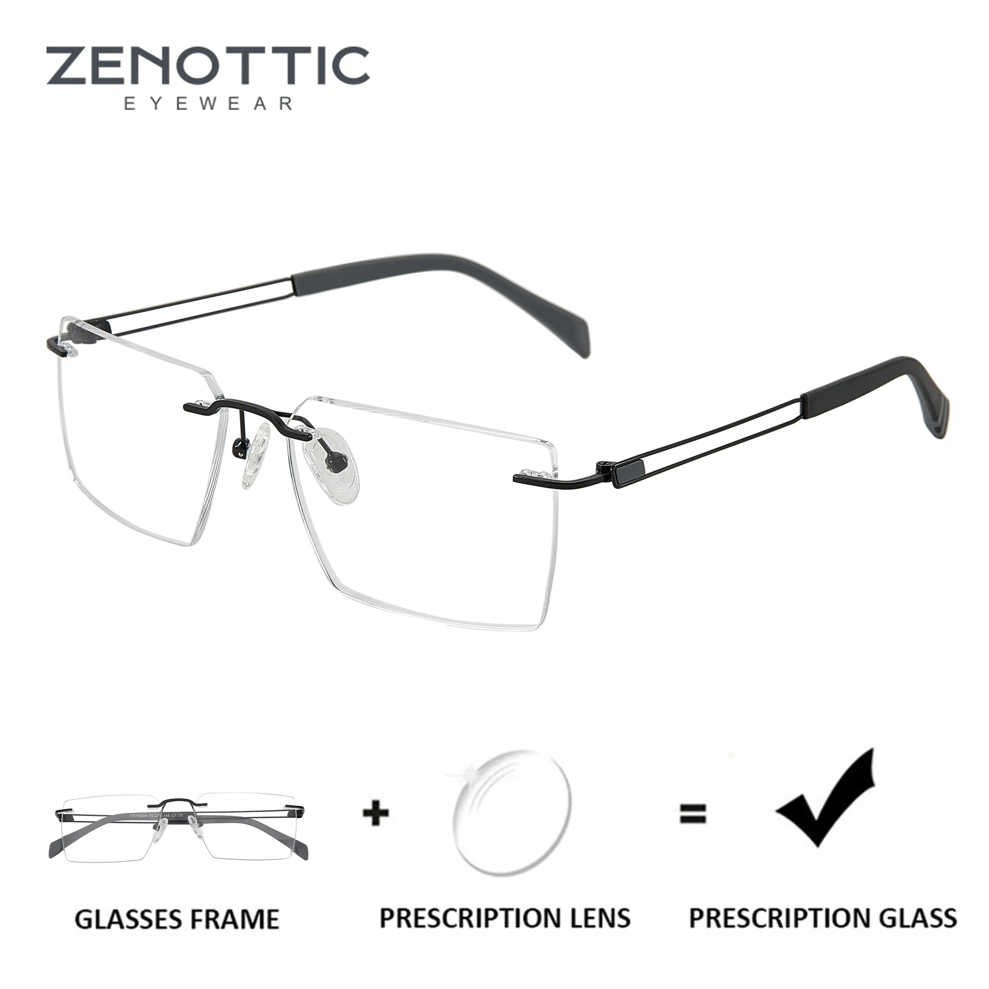 

ZENOTTIC (размер M) металлические прямоугольные очки по рецепту для мужчин, фотохромные оптические линзы без оправы с рецептом