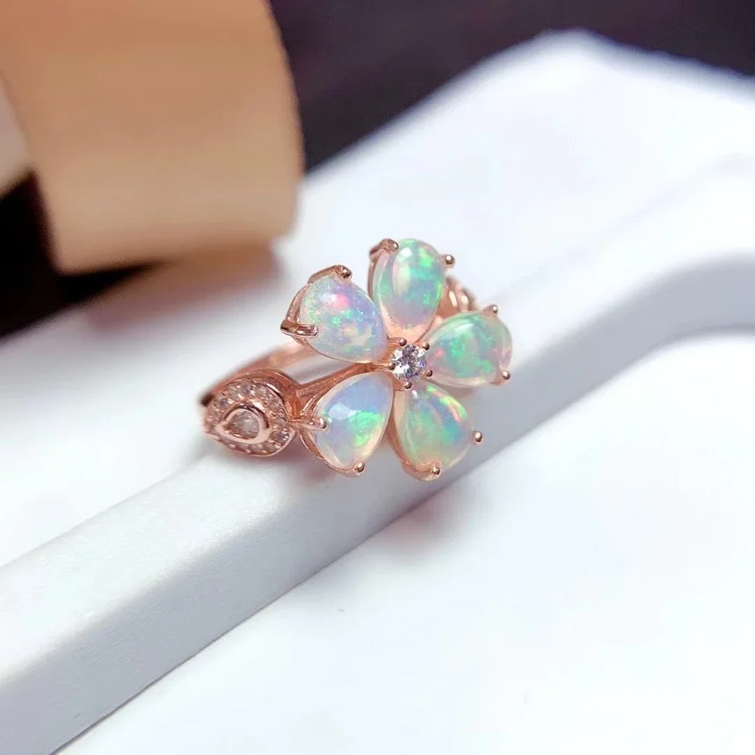 925-silver-flower-ring-with-gemstones-5mm-7mm-total-2ct-natural-opal-silver-ring-18k-gold-plating-white-opal-jewelry