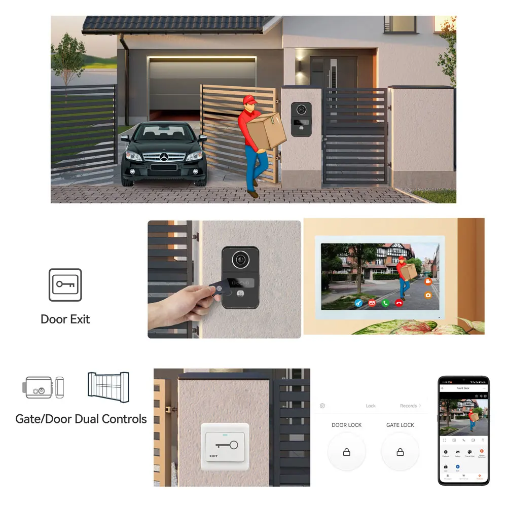 2 Wire 1080P 7 / 10 Inch WiFi Video Intercom Tuya Smart Home APP Video Door Phone RFID Access Control System for Villa Apartmen