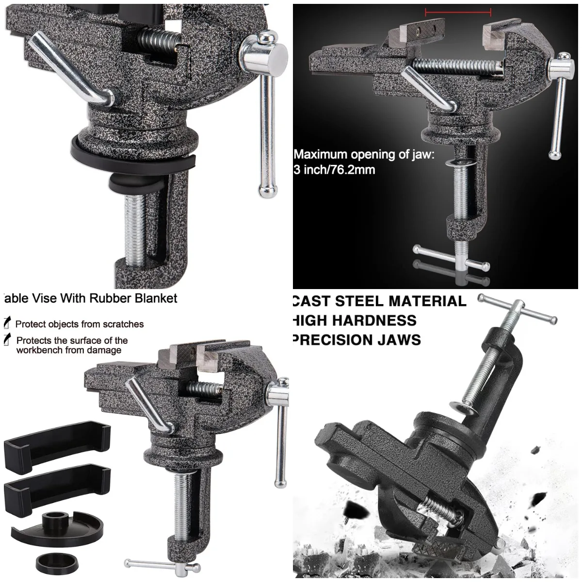 

Универсальные настольные тиски 3 фута, портативные настольные тиски с зажимом на 360 градусов ° Поворотное основание для деревообработки, металлообработки, резки, сверления, Sa