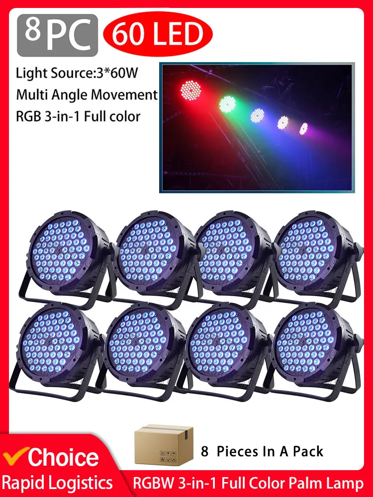 8 SZTUK 3W * 60 LED Disco Lights DMX 512 Sound Control Mini Stage Light Audience Party Ambience Light Wedding Club 3 in 1 Par lamp — zdjęcie 2