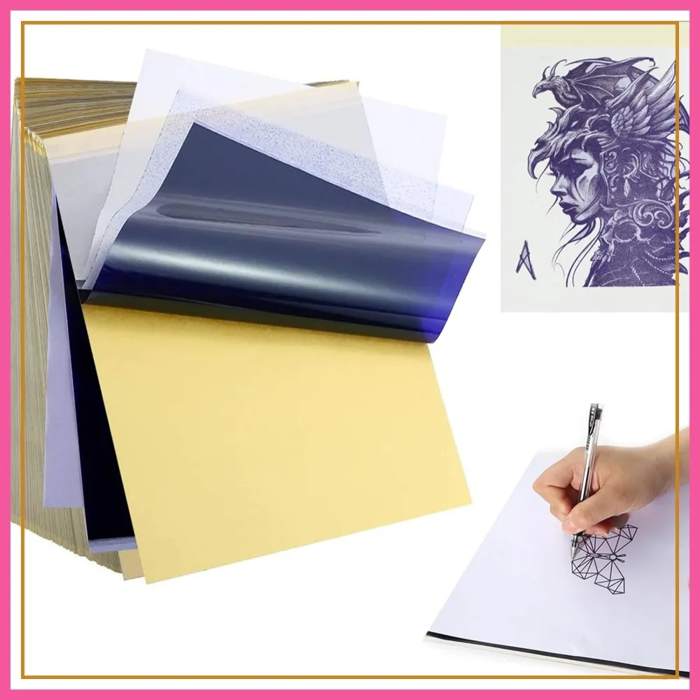 

50pcs Tattoo Stencil Paper, A4 Transfer Paper 4 Layer Tracing Paper for Thermal Stencil Tattooing Supplies