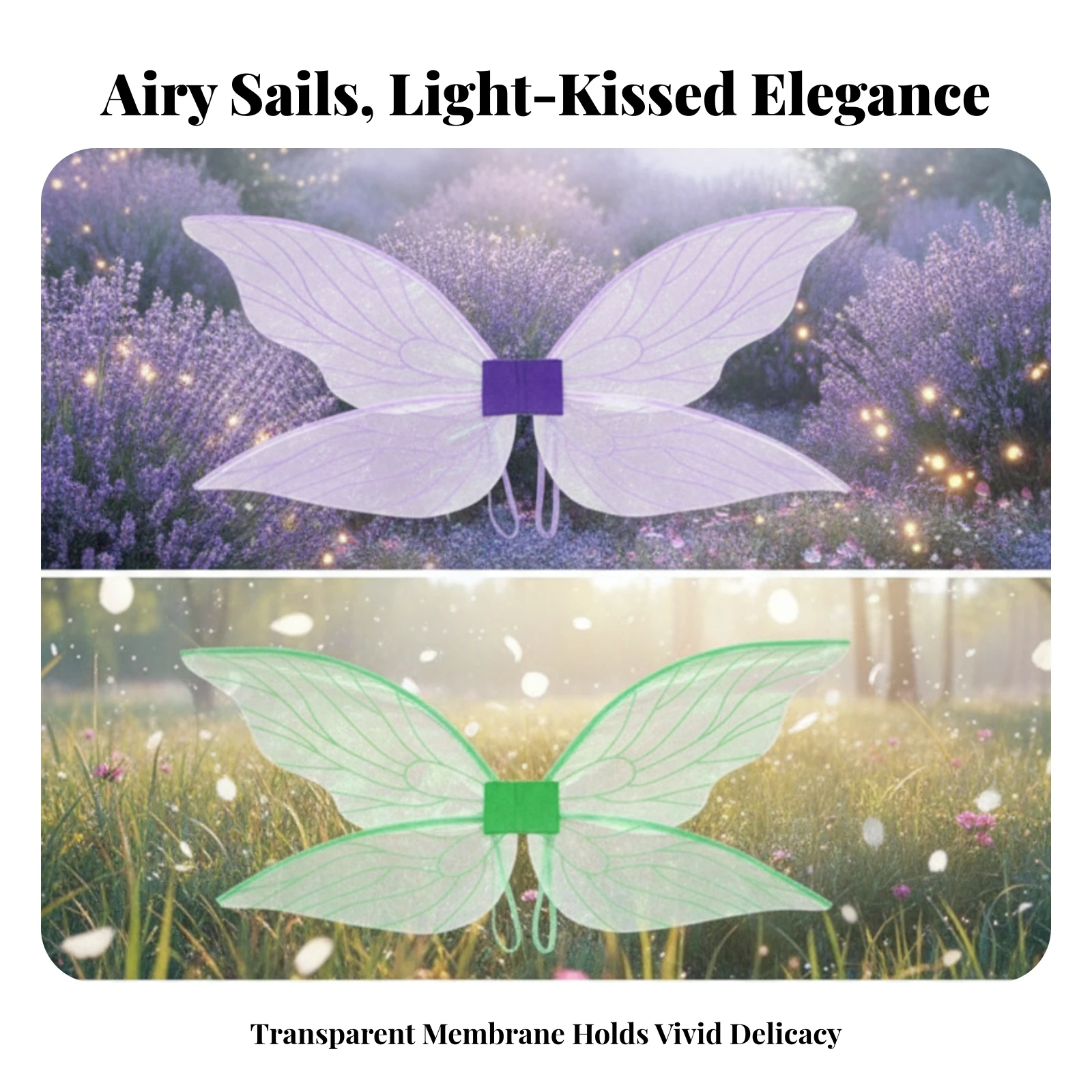 Fairy Wings Lightweight Costume Accessory Prop See-Through for Cosplayers, Cosplay, Stage Performances
