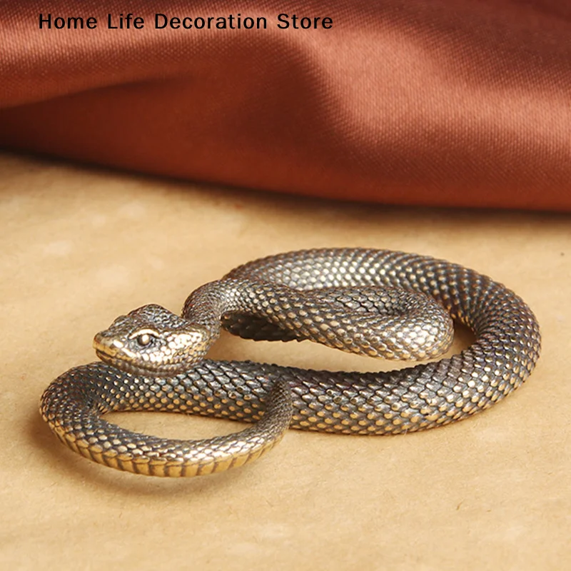 Copper Brass Mini Snake Antique Bronze Figurines Decor For Home Office Decoration Desktop Ornament Pure Copper Miniatures Statue