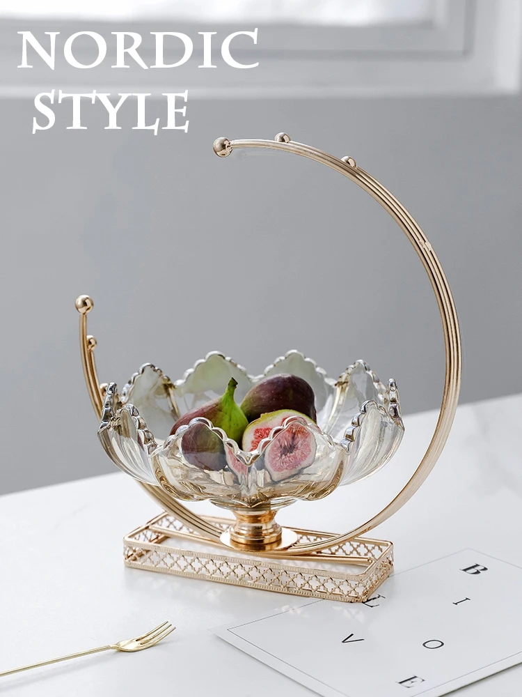 Ahunderjiaz-Luxury Glass Dessert Tray, Dream Moon Style, Creative American Home, Living Room Fruit Plate, Home Decoration