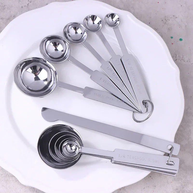 5/6Pcs Measuring Spoons Stackable Kitchen Measuring Spoon Set Stainless Steel Measuring Scoops Set Kitchen Baking Tool