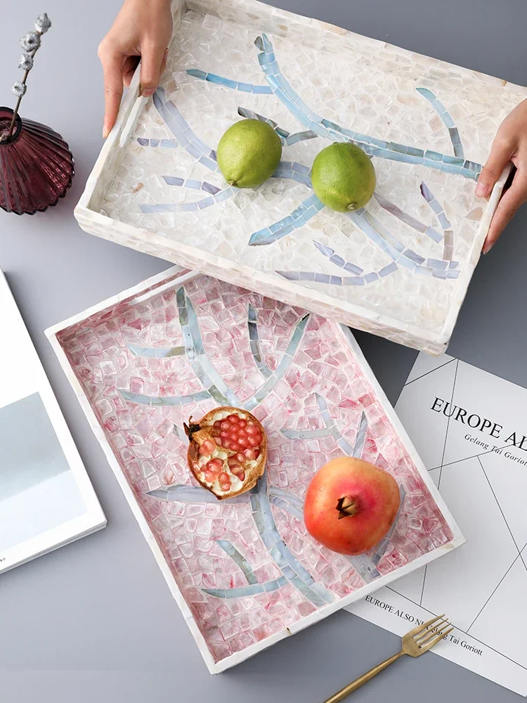 【Premium】French Light Luxury Natural Shell Tray, Storage Plate, Disposal Tray, Living Room Fruit Plate, Bedroom, Home Decoration