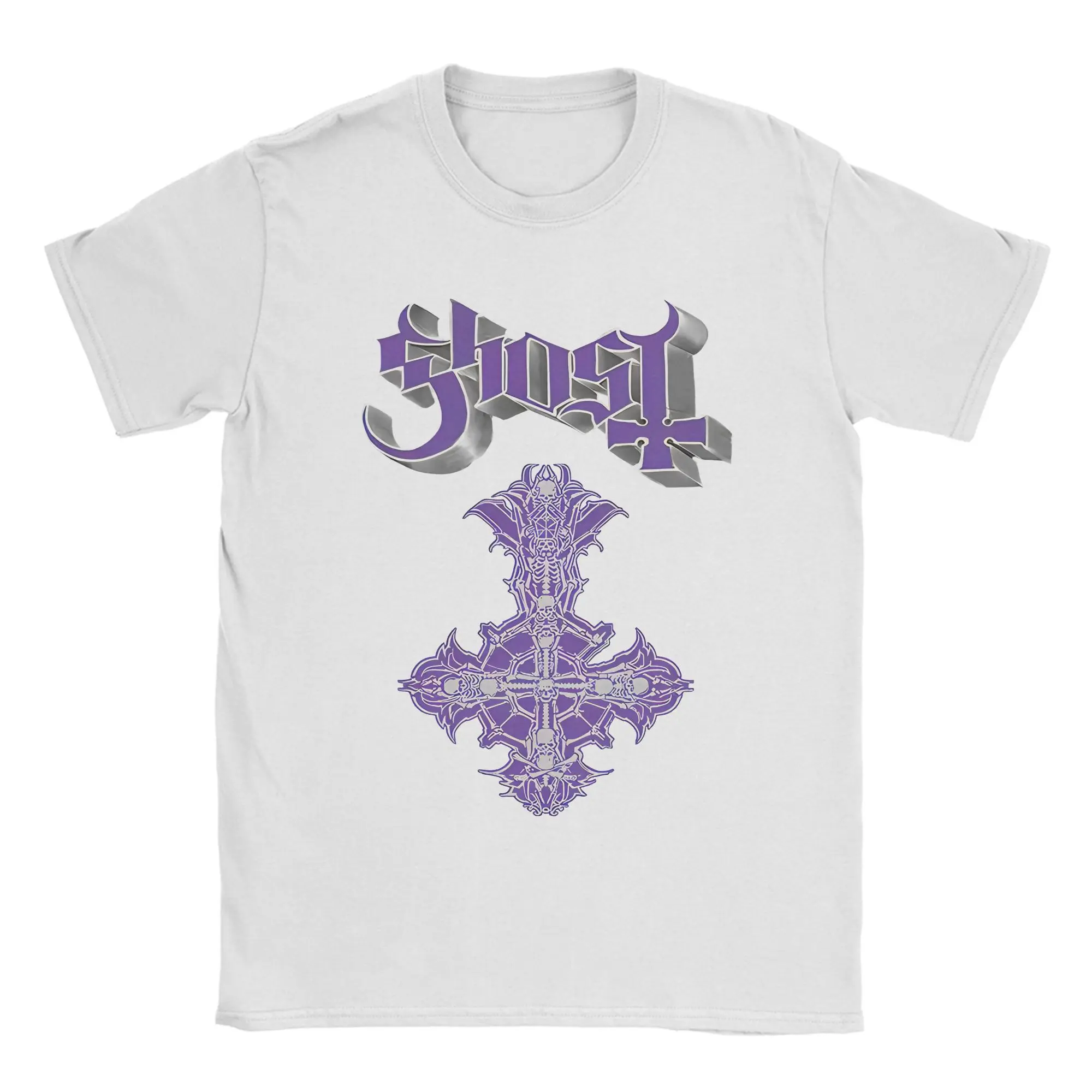 

Хромированные фиолетовые футболки со скелетом Ghost Band для мужчин 2025 Tour Music Crazy Хлопковые футболки с круглым вырезом и короткими рукавами Футболка большого размера Одежда