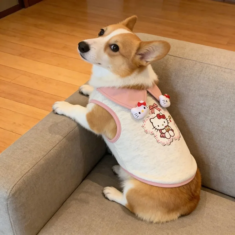 

Hello Kitty Pet Tank Top, Sweet Peter Pan Collar Sleeveless Dog Shirt for Medium Dogs, Soft Breathable Cotton Corgi Shiba Inu