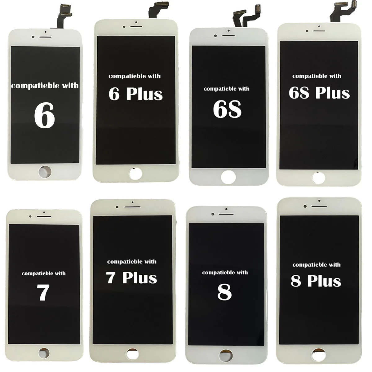 Black White For iPhone 8 8 Plus 7 7 Plus 6S 6S Plus LCD Screen With Touch Screen Digitizer Assembly