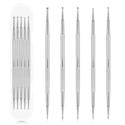 5Pcs Nail Dotting Pen Tool 2 Way Nail Art Dotting Pen Stainless Steel Nail Painting Pen Manicure Embossing Tracing Professional