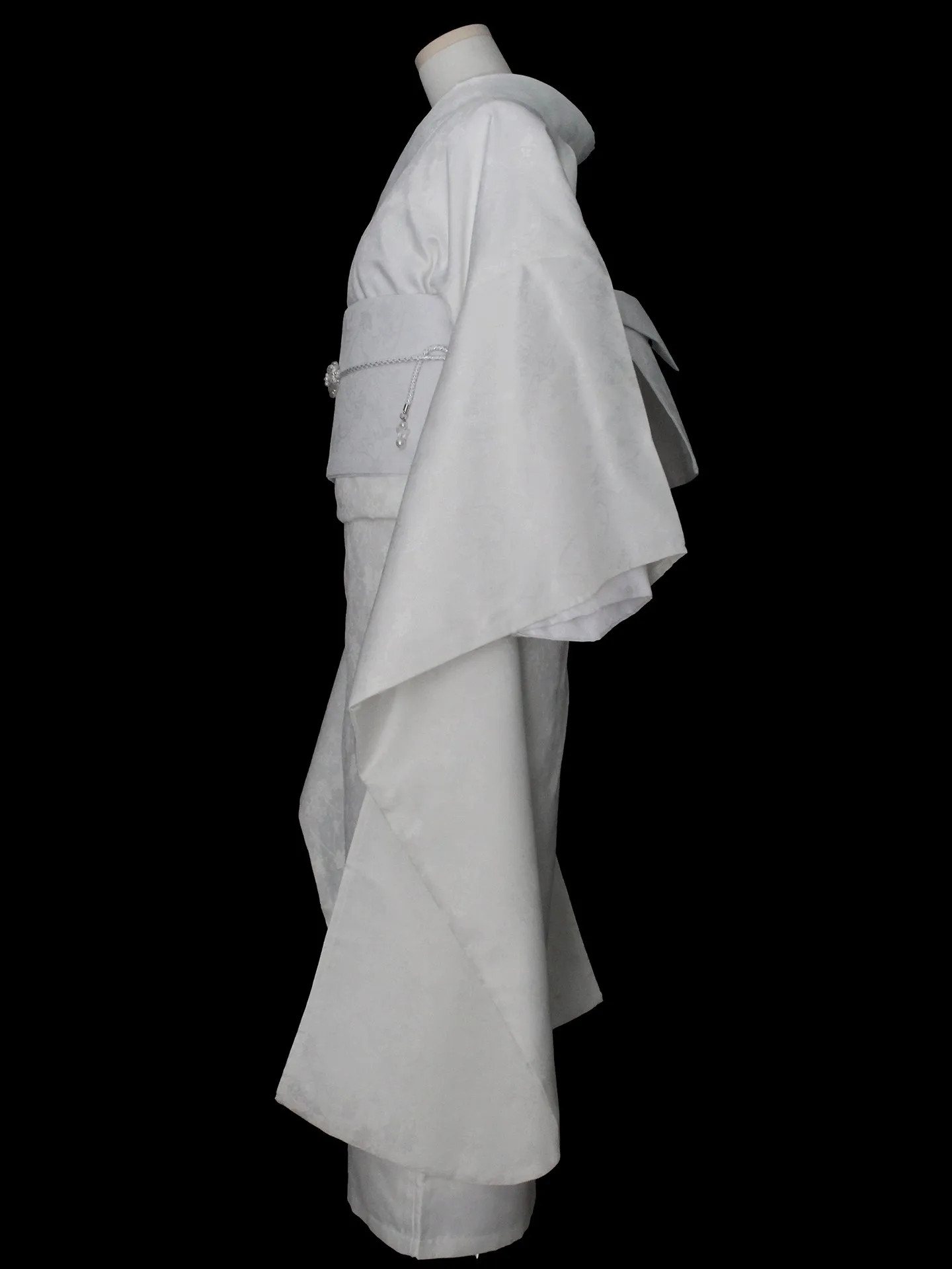 Women's White Color Japanese Traditional Kimono Dark Prints Yukata Cosplay Costume Photography Dress