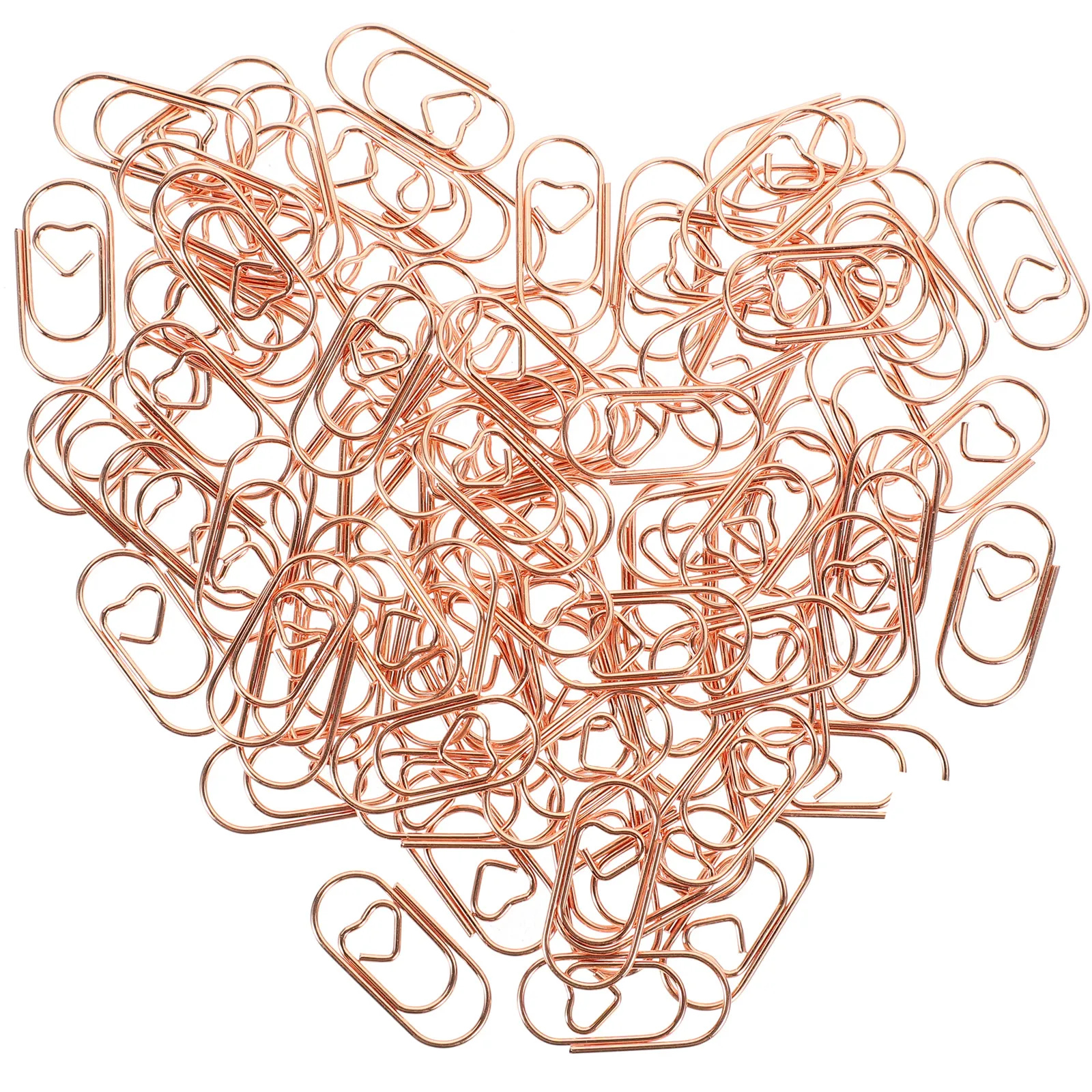 

100pcs Mini Heart Paper Clips 20mm Rose Gold Metal Vintage Love Letter Folder Office Supplies Cute Decorative
