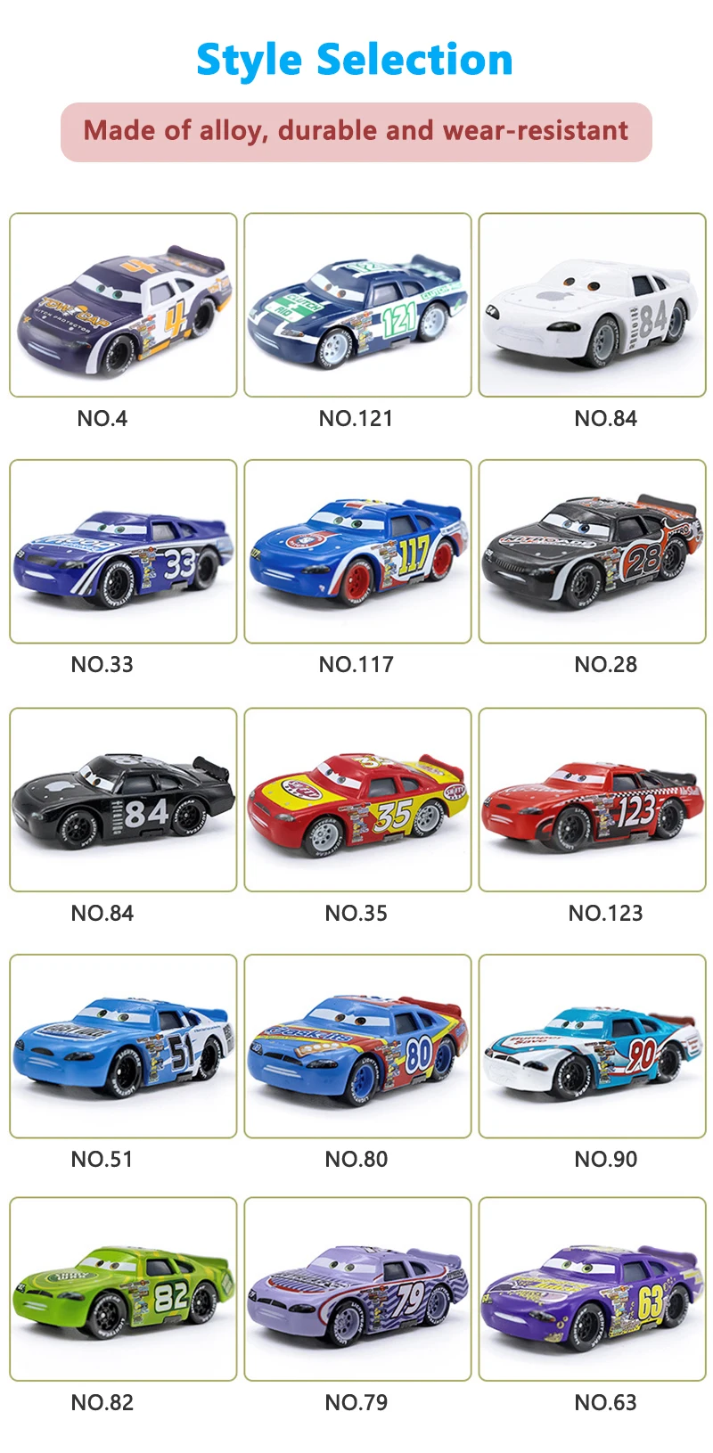 Spielzeugautos Piston Cup Racing Series Rennwagen McQueen Rusty Cornfuel Aiken Axler Chuck Armstrong Legierungs-Spielzeugauto Kindergeschenk – Detail 2