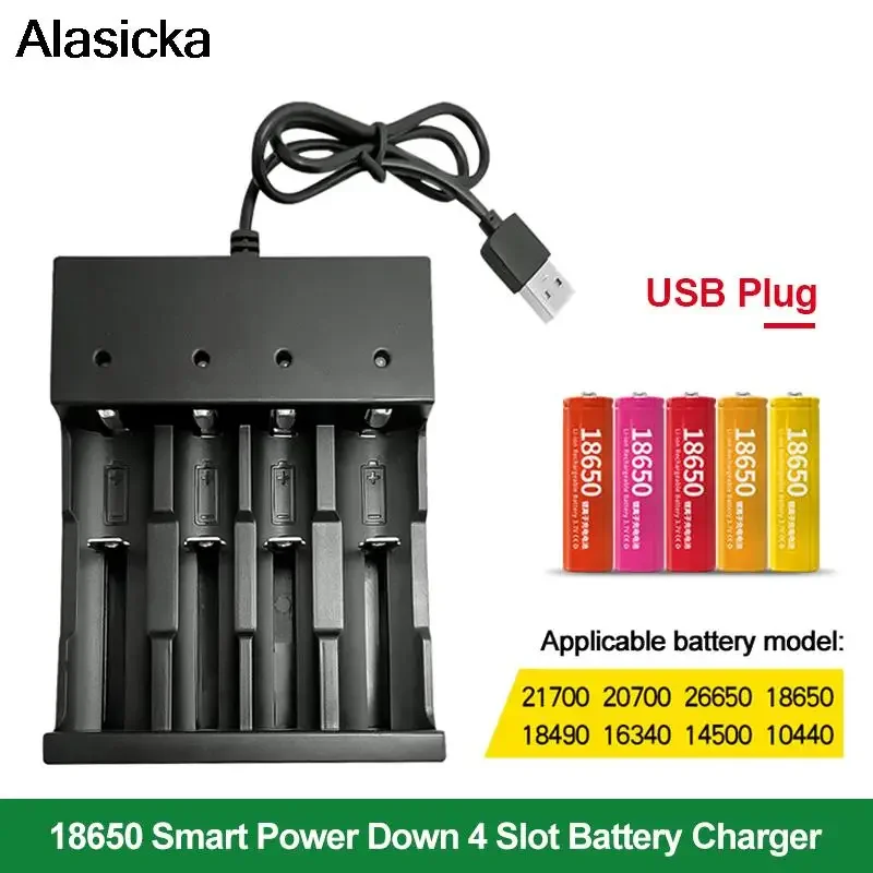 18650 battery charger 4 slots Smart charging  LED 26650 21700 14500 26500 22650 26700 Li-ion Rechargeable Battery Charger