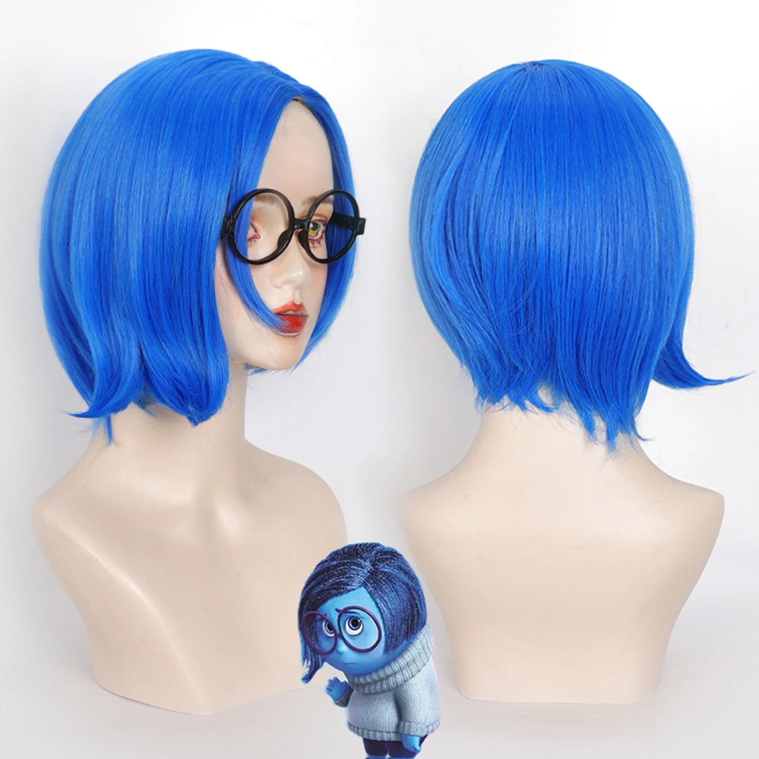 

Парик для косплея «Внутриназу»: парик Саднес (синий), короткий синтетический парик-каре для ролевых игр и косплея с шапочкой-подкладкой