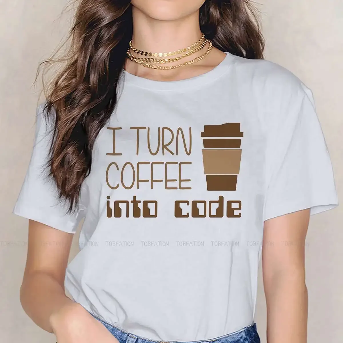 

Software Developer IT Geek Women T Shirt I Turn Coffee Into Programming Code Female Tops Tees Ladies Tshirt