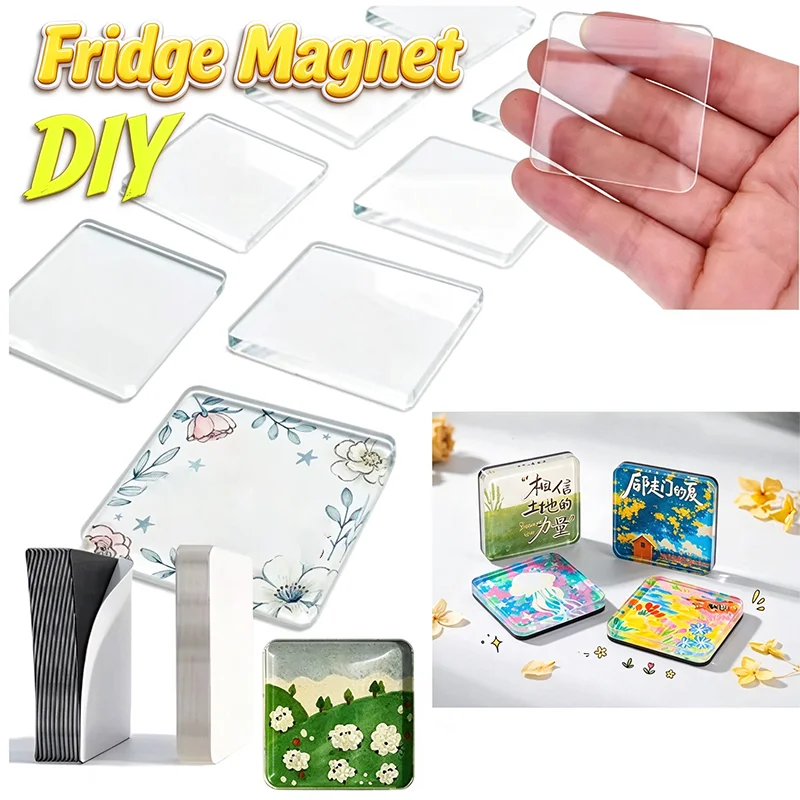 Fridge Magnets Material Kit Creative DIY Handmade Novelty Acrylic Magnetic Stickers Not Photo Included Souvenir Home Decor Gifts