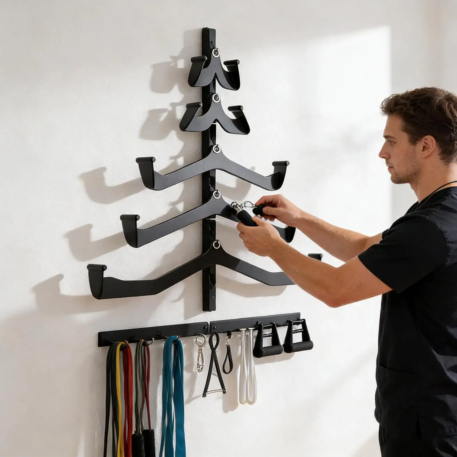 

Настенное крепление для перекладины, 5 предметов, настенное крепление для домашней организации, крепление для перекладины, органайзер для спортзала для эспандеров, прыжок