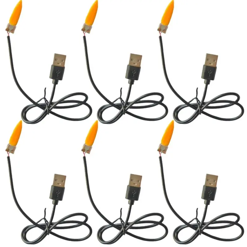 B23B Flame Lamp Circuit Board USB 5V LED Candle Light Simulated Candle Effect Board For DIY Decor Lighting 6Pcs