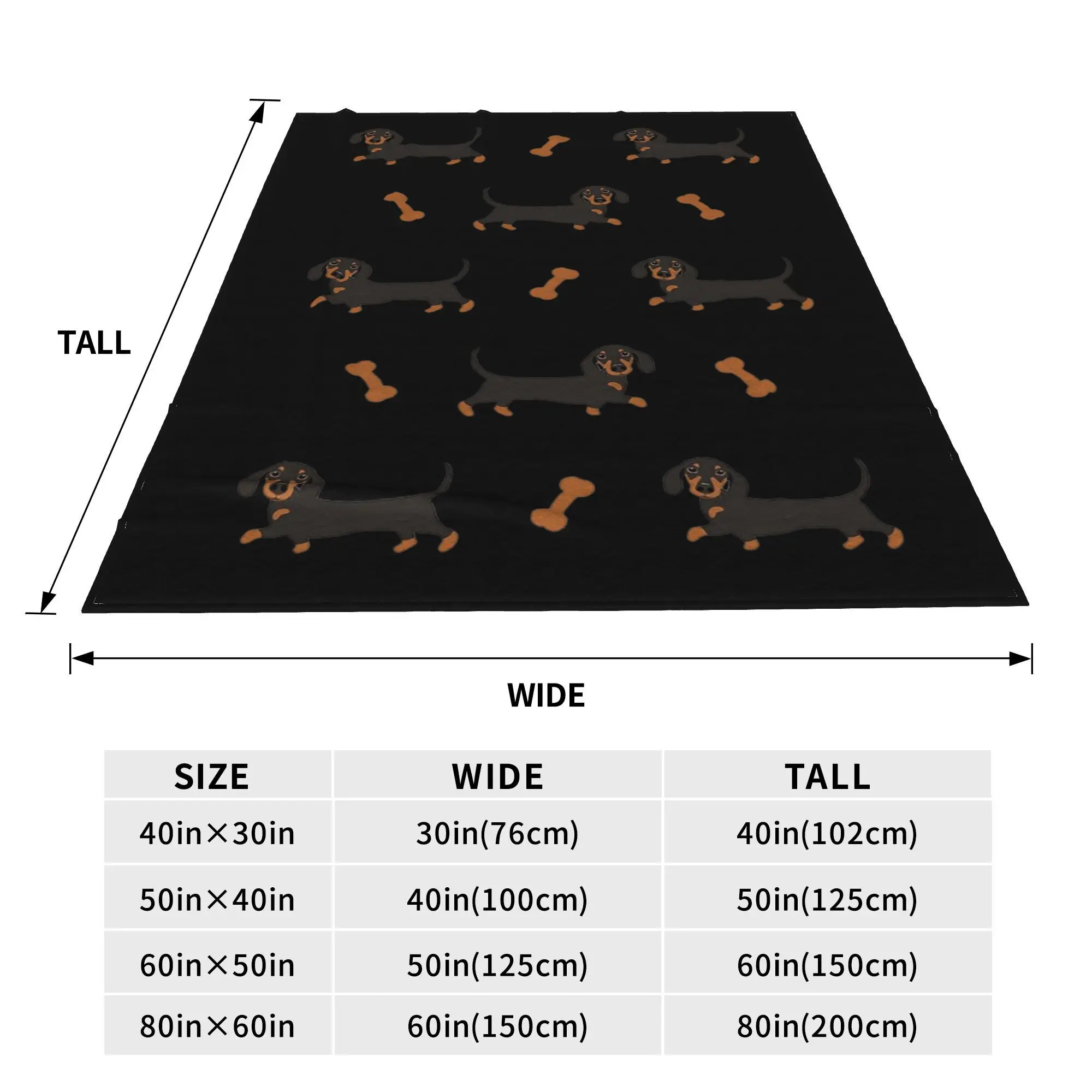 Black and Tan Dachshund Sausage Dog Blankets Soft Warm Flannel Throw Blanket Cover for Bed Living room Picnic Travel Home Sofa