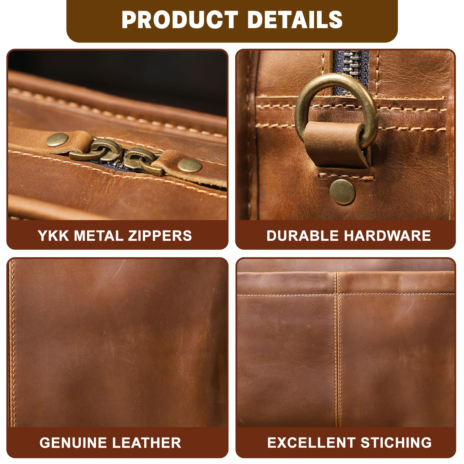 S.WORKER Vintage Echtleder Herren-Aktentasche Laptop-Tasche Crazy Horse Leder Messenger-Handtasche Rindsleder Geschenkidee für Männer – Detail 7