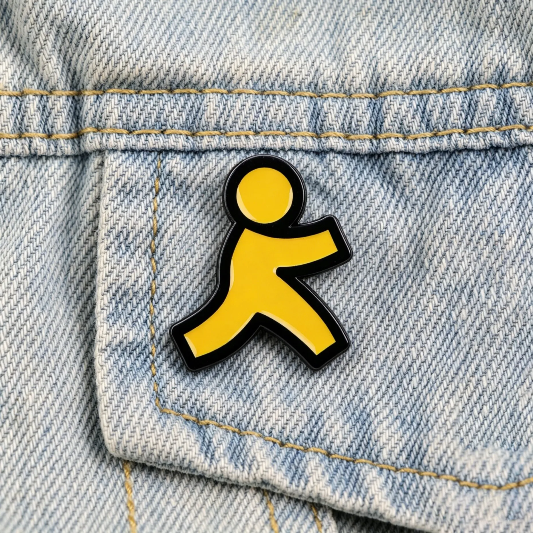 Classic Man Enamel Pin Yellow Walking Figure Brooch Hat Lapel Pin Gift for Retro Fans Jewelry Clothing Decoration