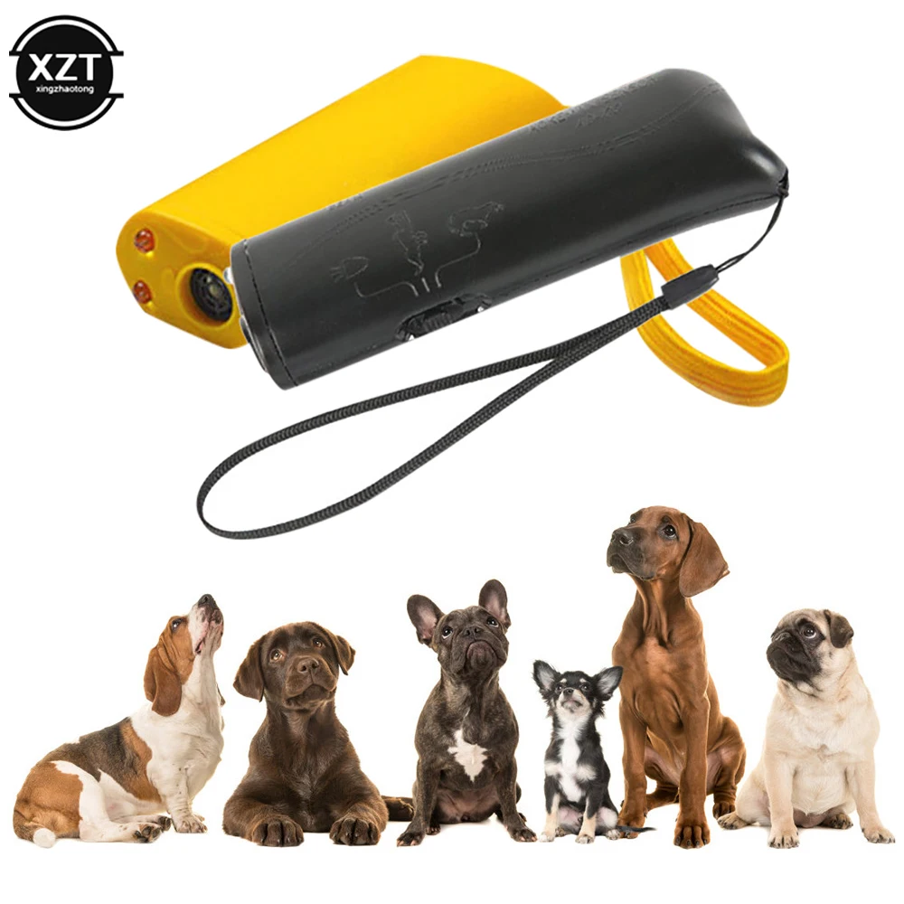 3 In 1 Dog Repeller Device LED Ultrasonic Mini Dog Trainer Multifunctional Dog Trainer Anti Barking Proximitor Night Flashlight