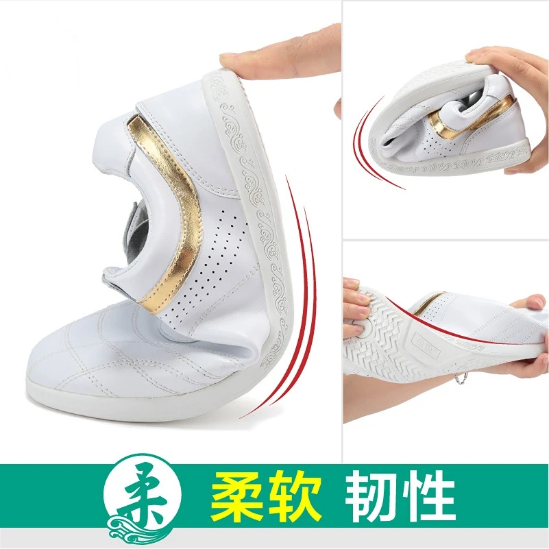 Taiji Shoes Breathable Soft Cowhide Shoe for Men Women In Tendon-soled Non-slip Training Fitness Sports Martial Arts Shoes