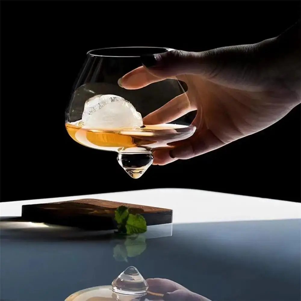 

Irregular Whiskey Wine Glass Rotating High Belly Beer Whiskey Brandy Cocktail Drinking Wine Cup Tumbler Down Bar Glass