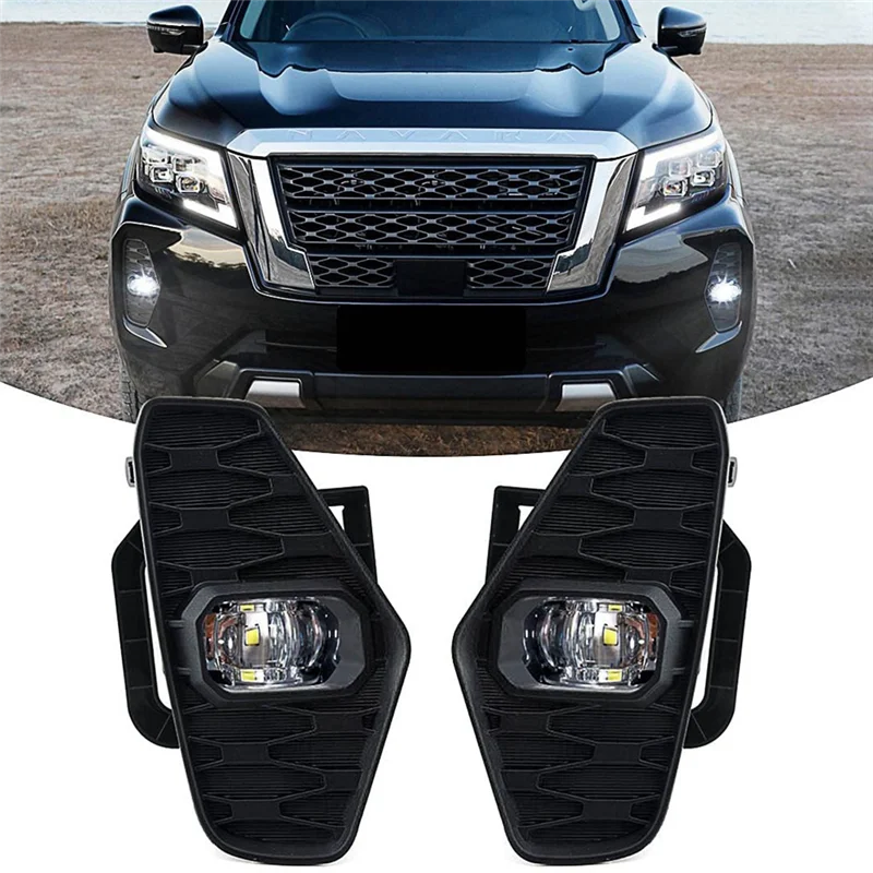 

New Arrival LED DRL Fog Light Fog Lamp Cover Grill Harness Switch For Nissan Navara Nueva Facelift Pro-4X 2021 Replacement Parts