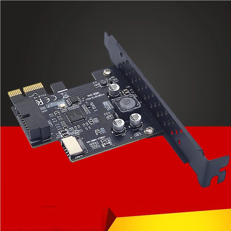 

Новинка PCI Express 2,0 X1 USB 3,2 Gen1 19Pin + Расширительная карта типа E PCIe передний адаптер TYPE-C переходник Type-E USB _ карта 5 Гбит/с