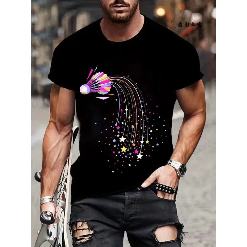 

Men's Casual T-Shirt Badminton Players Print Fashion Short Sleeve Tshirt Sports Team Player Women Men Tops All-Season Sportswear