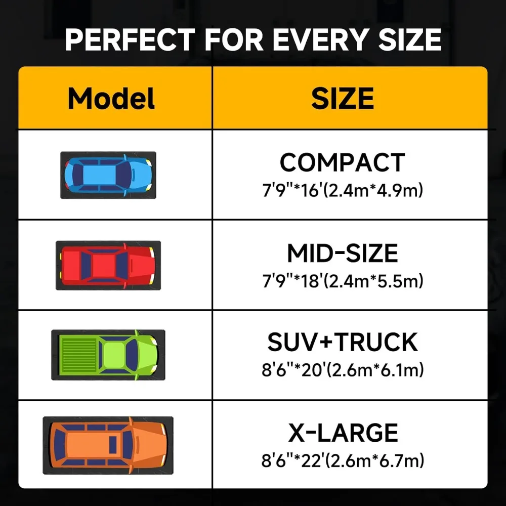 Heavy-Duty Waterproof Garage Floor Mat 7'9 x 18' for Car Protection, Non-Slip Parking Area, Large Vehicle Storage Mat