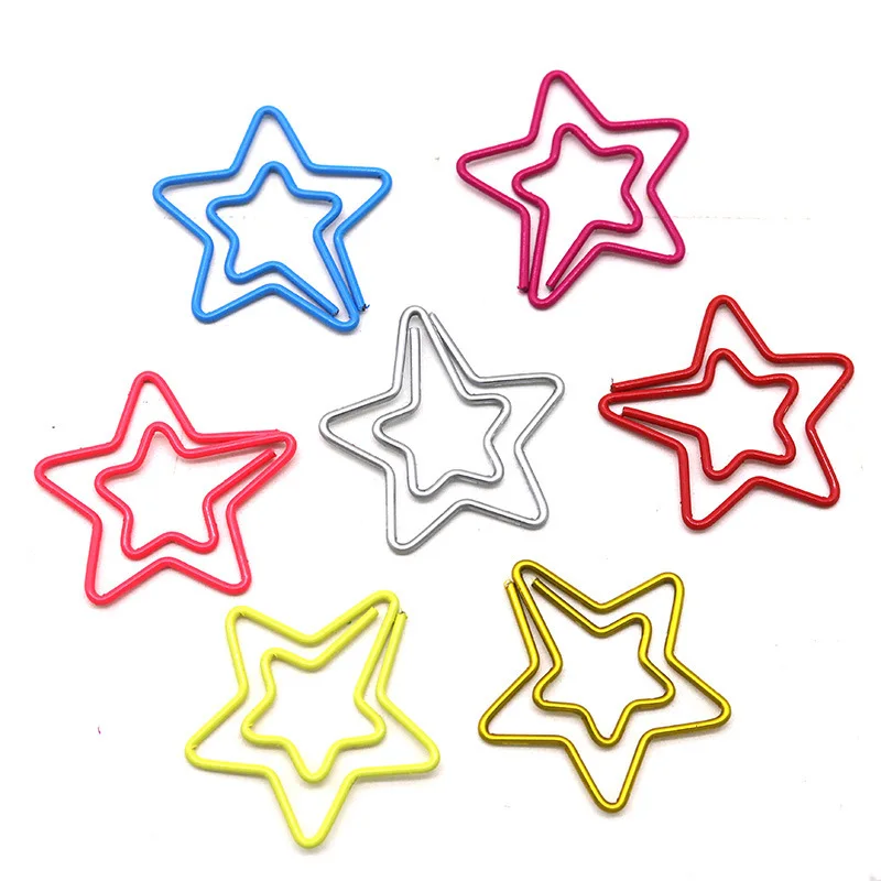 

10-100 шт. цветных скрепок в форме пентаграммы, креативные металлические скрепки, закладки, школьные и офисные принадлежности, аксессуары